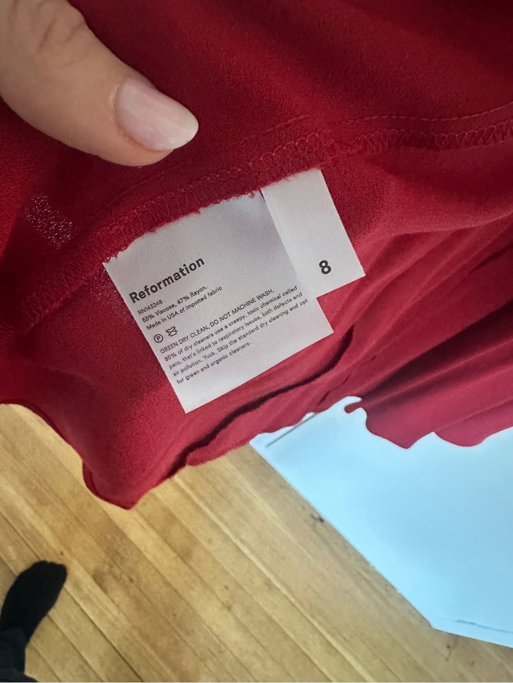 Reformation One-Shoulder Red Maxi Dress with Balloon Sleeve - Picture 3 of 4
